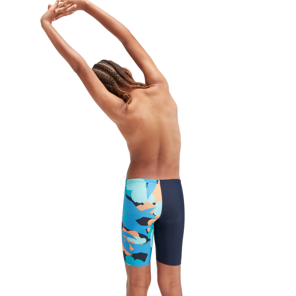 Speedo Boys' Digital Allover VCut Jammer Navy/Blue SwimPath