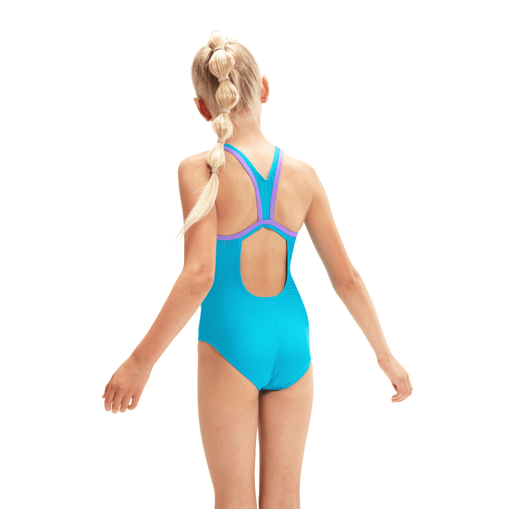 Speedo Hyperboom Placement Flyback Girls Swimsuit Blue Purple