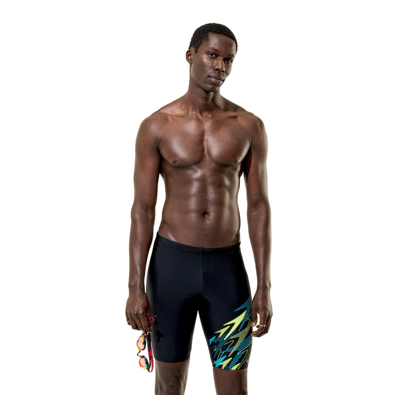 Speedo Boys Medley Logo Jammer - Black/Light Green
