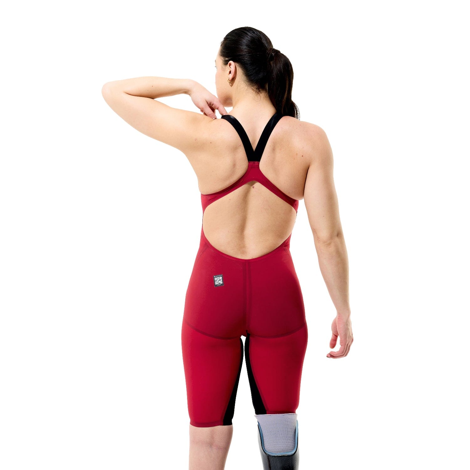Speedo Fastskin LZR Pure Valor 2.0 Openback Womens Kneeskin - Regal Red/Black-Kneeskin-Speedo-SwimPath
