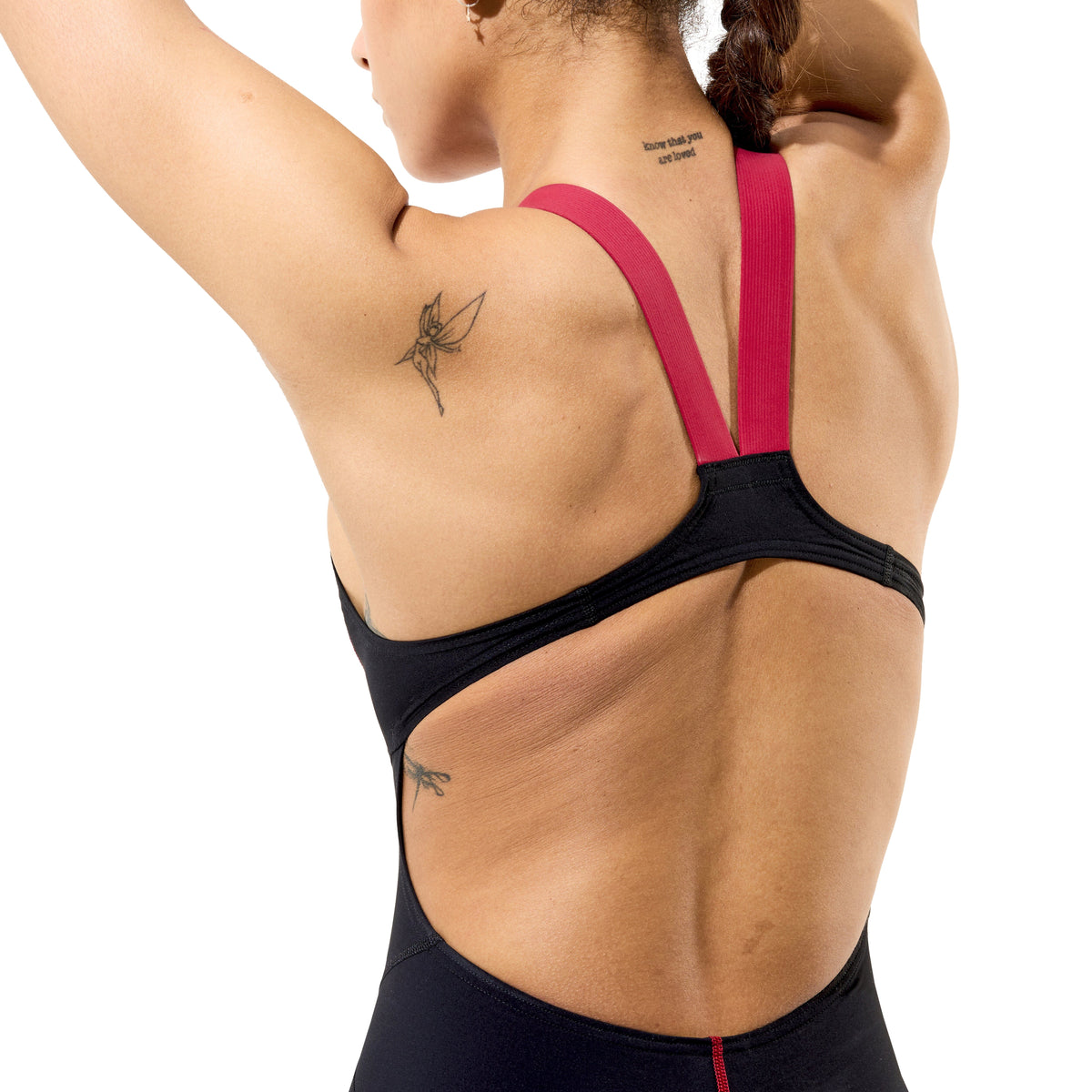 Speedo Womens Fastskin HyperPro Solid Openback Kneeskin - Black/Regal Red-Kneeskin-Speedo-SwimPath