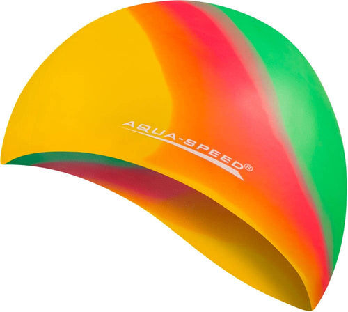 Aqua Speed Bunt Swimming Cap - Yellow/Red/Green-Swimming Caps-Aqua Speed-SwimPath