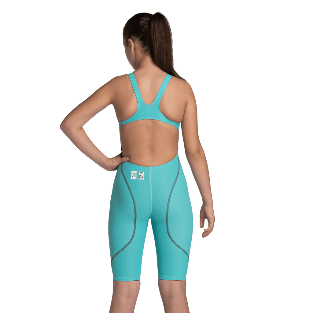 Arena Powerskin ST NEXT Junior Girls Open Back Kneeskin - Aquamarine-Kneeskin-Arena-SwimPath