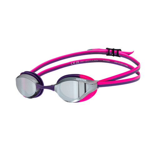 Arena Python Junior Mirror Goggles - Silver/Pink Lime-Goggles-Arena-SwimPath