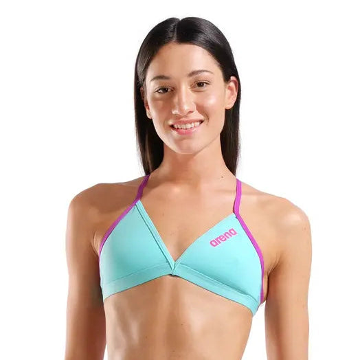 Arena Team Swim Top Solid Tie Back - Water/Very Fuchsia-Bikini-Arena-SwimPath
