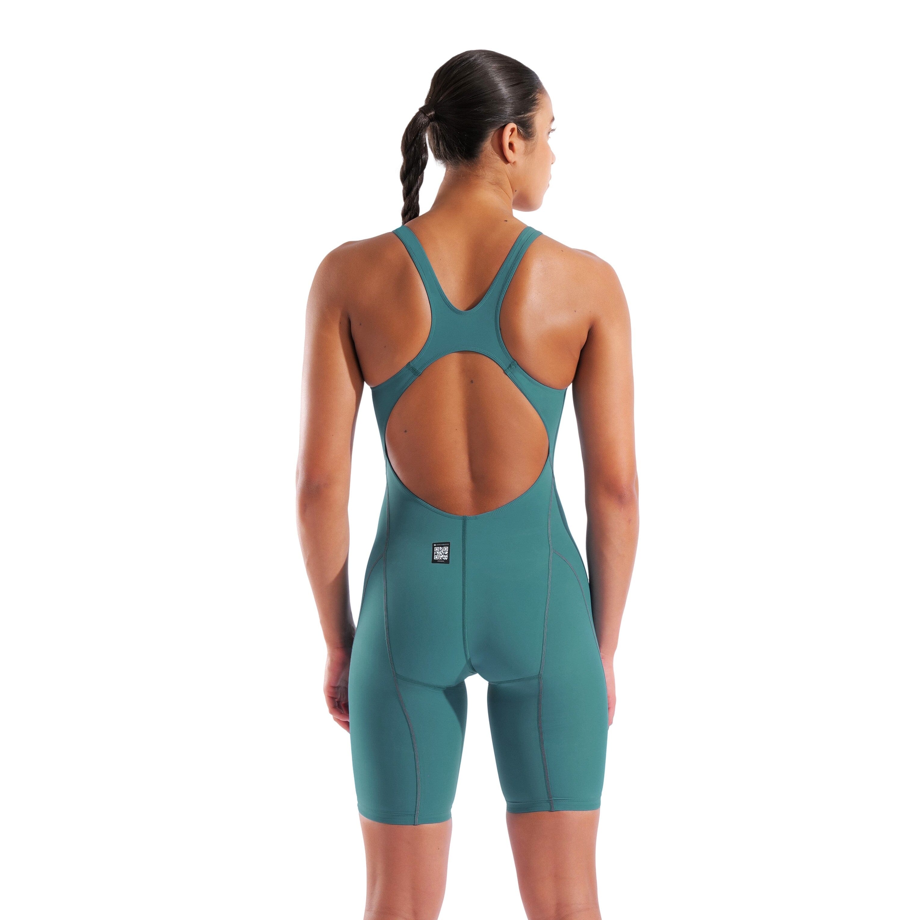 Arena Womens Powerskin Impulso Openback Jade Aura Limited Edition Kneesuit - Biscay Bay/Cherry-Kneeskin-Arena-SwimPath