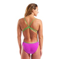 Arena Women's Team Swimsuit Lace Back Solid - Very Fuchsia/Team Green-Swimsuit-Arena-SwimPath