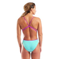 Arena Women's Team Swimsuit Lace Back Solid - Water/Very Fuchsia-Swimsuit-Arena-SwimPath