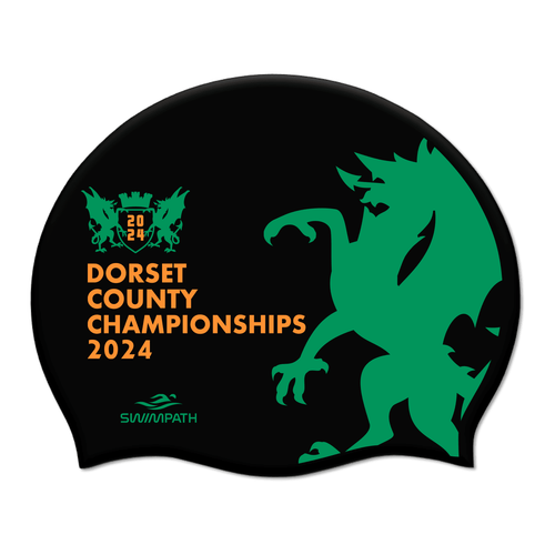 Dorset County ASA County Championships 2024 Silicone Suede Swimming Cap - Black-Event-Dorset-SwimPath