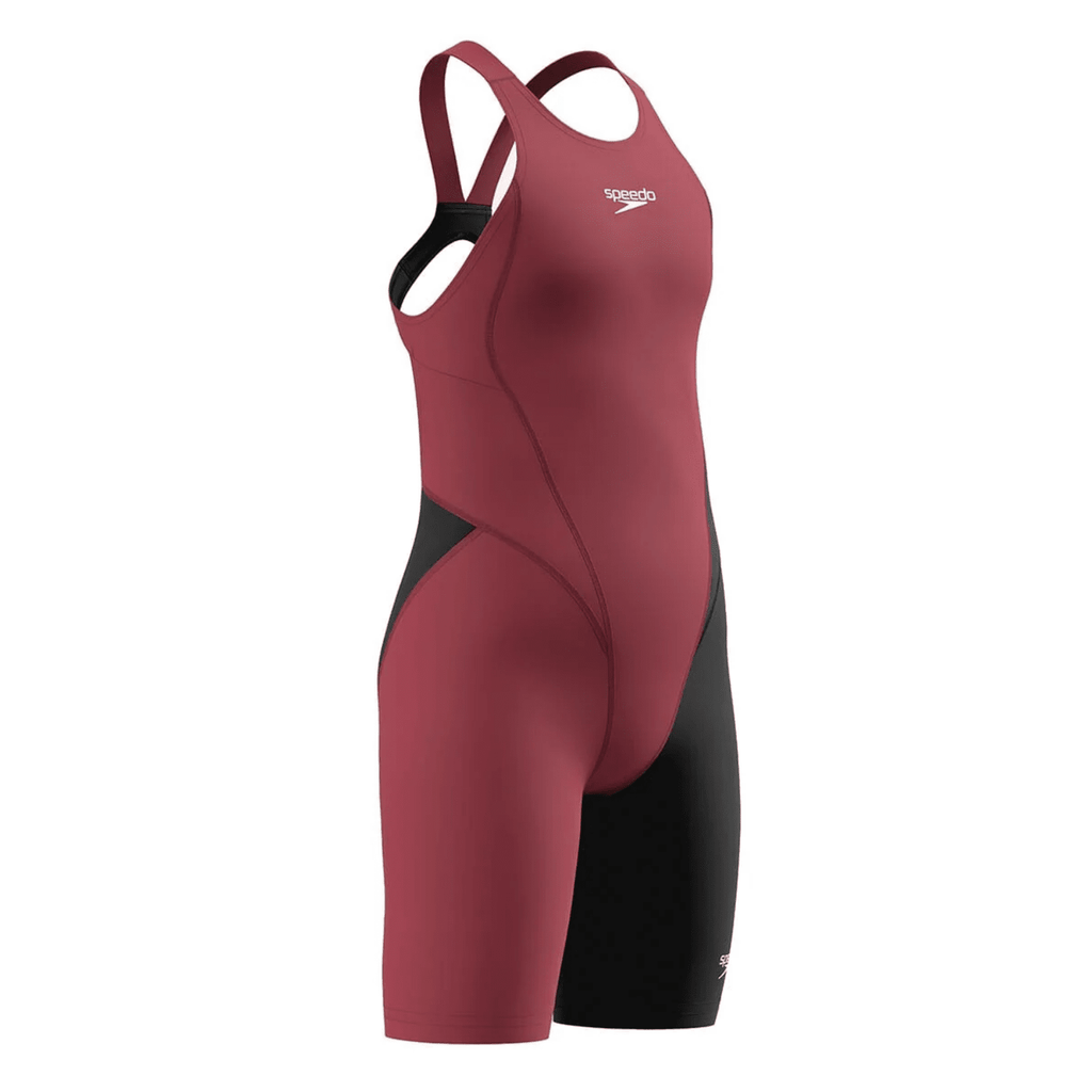Speedo Girls Fastskin HyperPro Solid Openback Kneeskin - Black/Regal Red-Kneeskin-Speedo-SwimPath