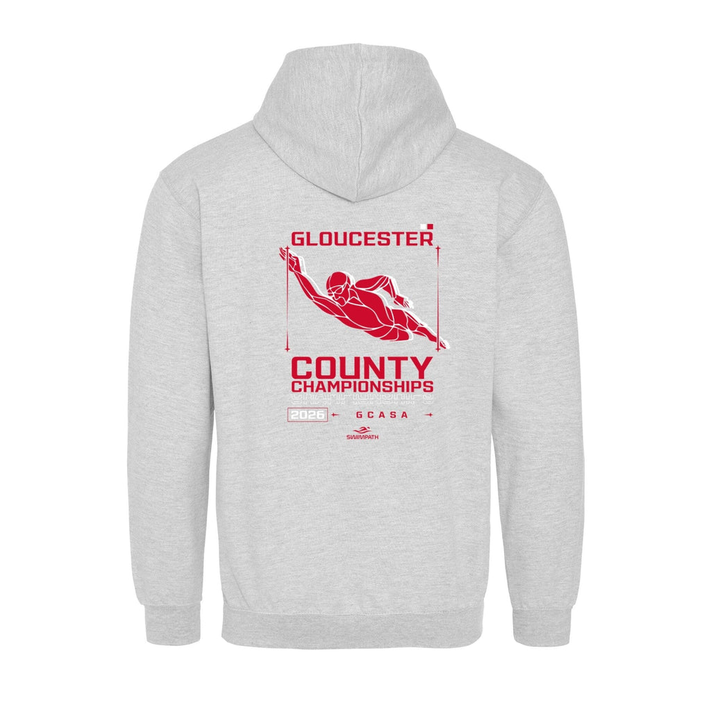 Gloucester County ASA County Championships 2026 Hoodie - Heather Grey / Fire Red-Event-Gloucester-SwimPath