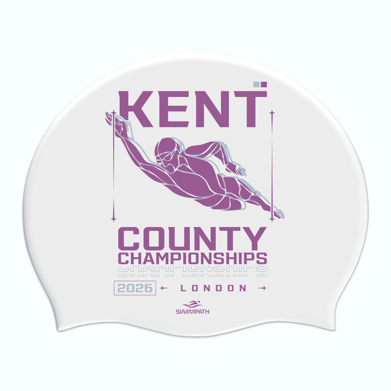 Kent County ASA County Championships 2026 Silicone Suede Swimming Cap - White-Event-Kent-SwimPath