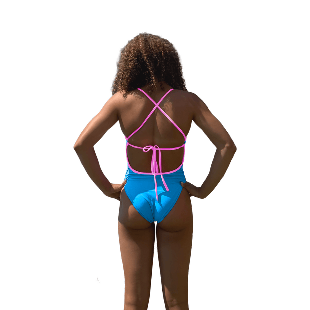 Jowe Women's Tie-Back Swimsuit - Laguna / Chewing Gum-Swimsuit-Jowe-SwimPath