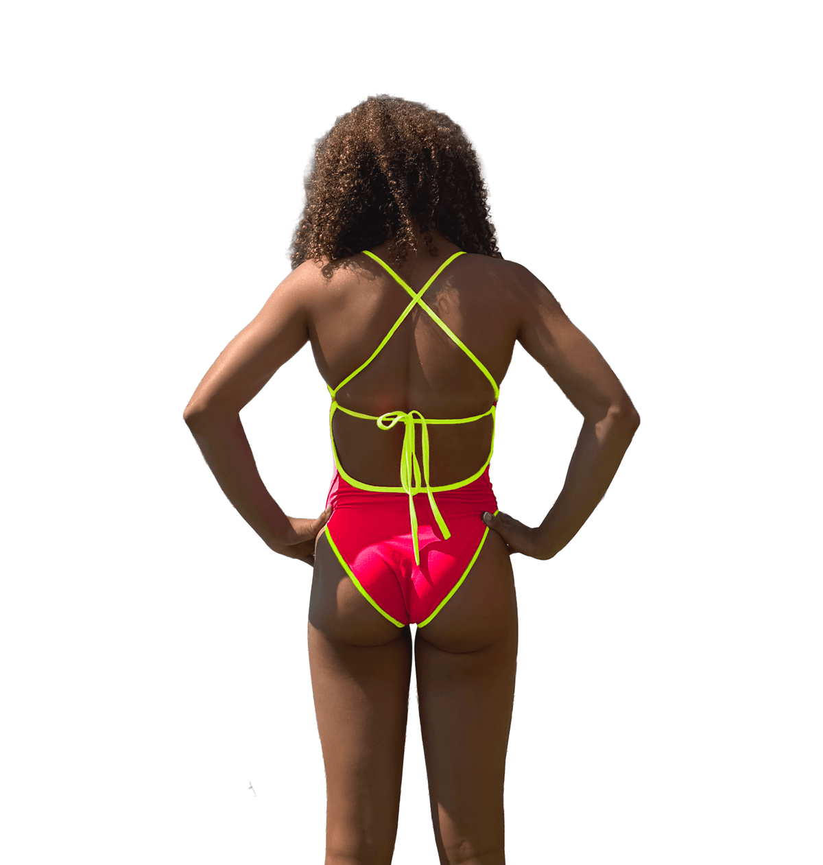 Jowe Women's Reversible Tie-Back Swimsuit - Neon Cherry/New Cancun-Swimsuit-Jowe-SwimPath