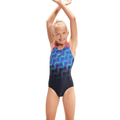 Speedo Digital Placement Splashback Girls Swimsuit - Navy/Blue-Swimsuit-Speedo-SwimPath