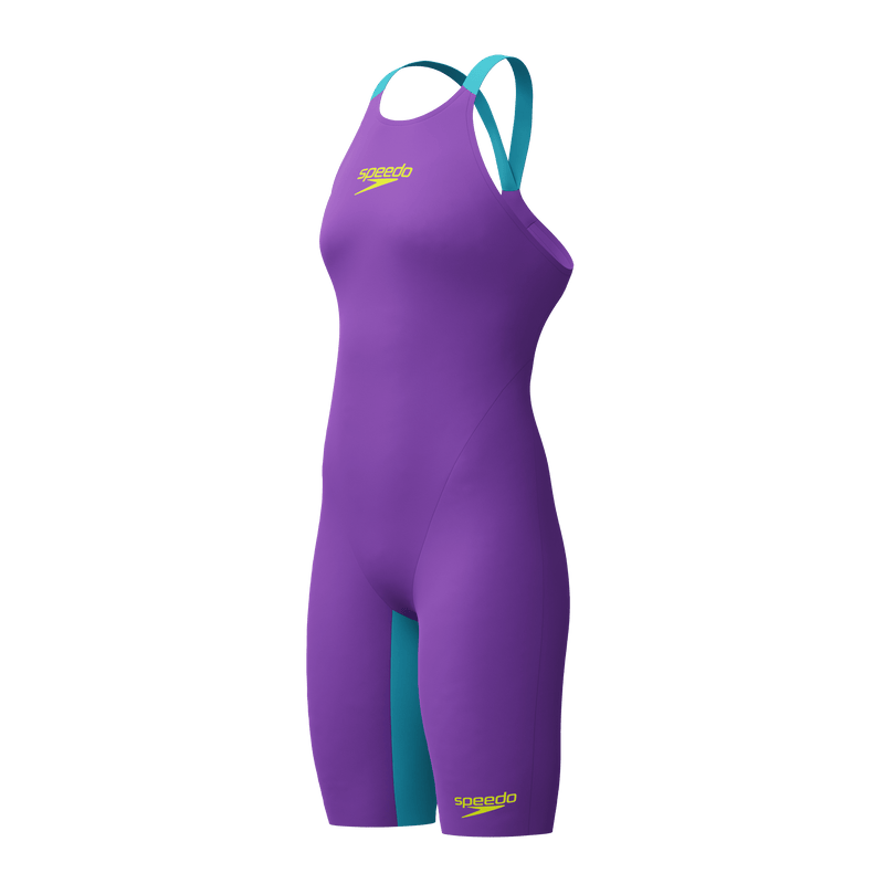Speedo Fastskin LZR Pure Valor 2.0 Openback Womens Kneeskin - Galaxy Grape/Mayan Blue-Kneeskin-Speedo-SwimPath