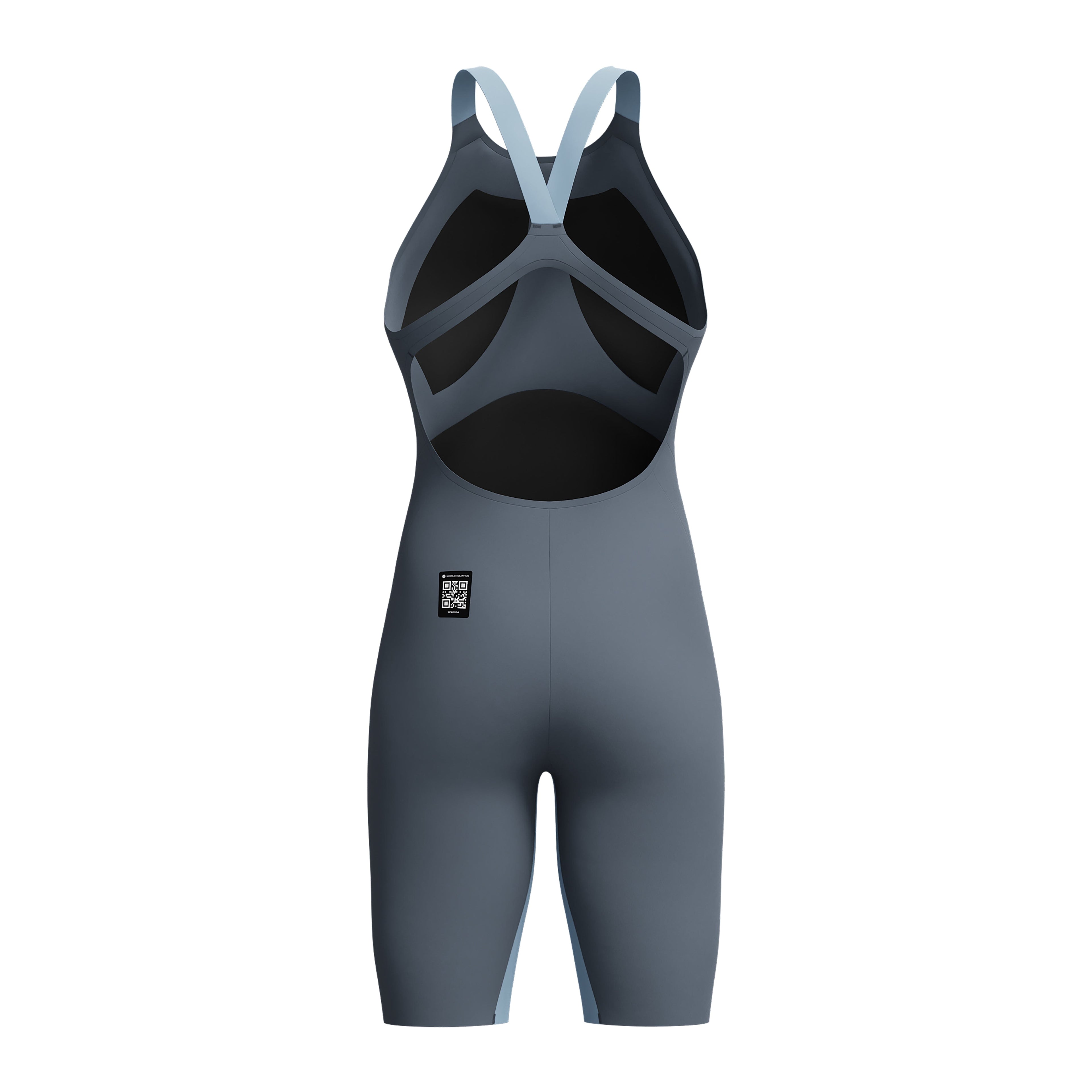 Speedo Fastskin LZR Pure Valor 2.0 Openback Womens Kneeskin - Grey Lead/Acadia Blue-Kneeskin-Speedo-SwimPath