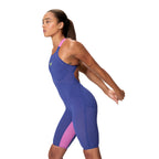 Speedo Fastskin LZR Pure Valor 2.0 Openback Womens Kneeskin - Noble Navy/Jelly/Hyper Yellow-Kneeskin-Speedo-SwimPath