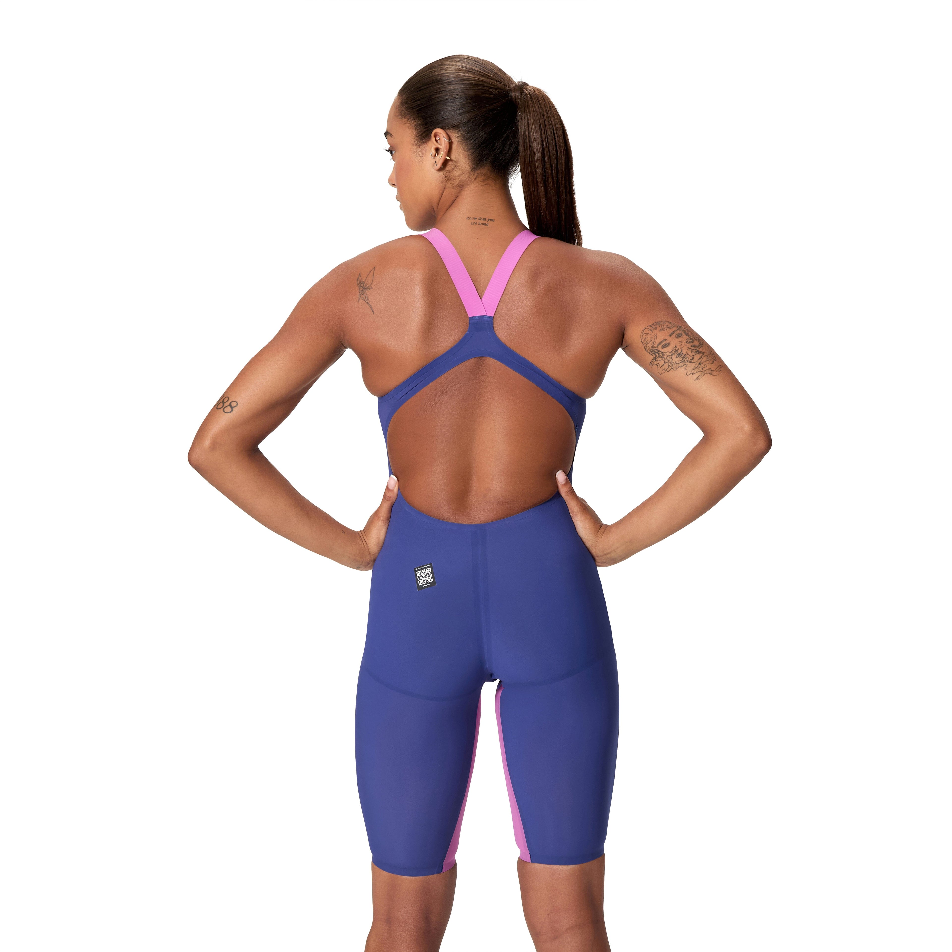 Speedo Fastskin LZR Pure Valor 2.0 Openback Womens Kneeskin - Noble Navy/Jelly/Hyper Yellow-Kneeskin-Speedo-SwimPath