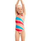 Speedo Girl's Allover Medalist Swimsuit - Orange/Green-Swimsuit-Speedo-SwimPath