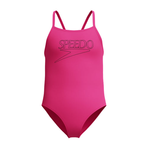 Speedo Girls Endurance+ Logo Thinstrap Swimsuit - Pink-Swimsuit-Speedo-SwimPath