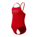 Speedo Girls Endurance+ Logo Thinstrap Swimsuit - Red-Swimsuit-Speedo-SwimPath