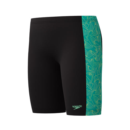 Speedo Junior Boys HyperBoom Panel Jammer - Black/Green-Training Jammers-Speedo-SwimPath