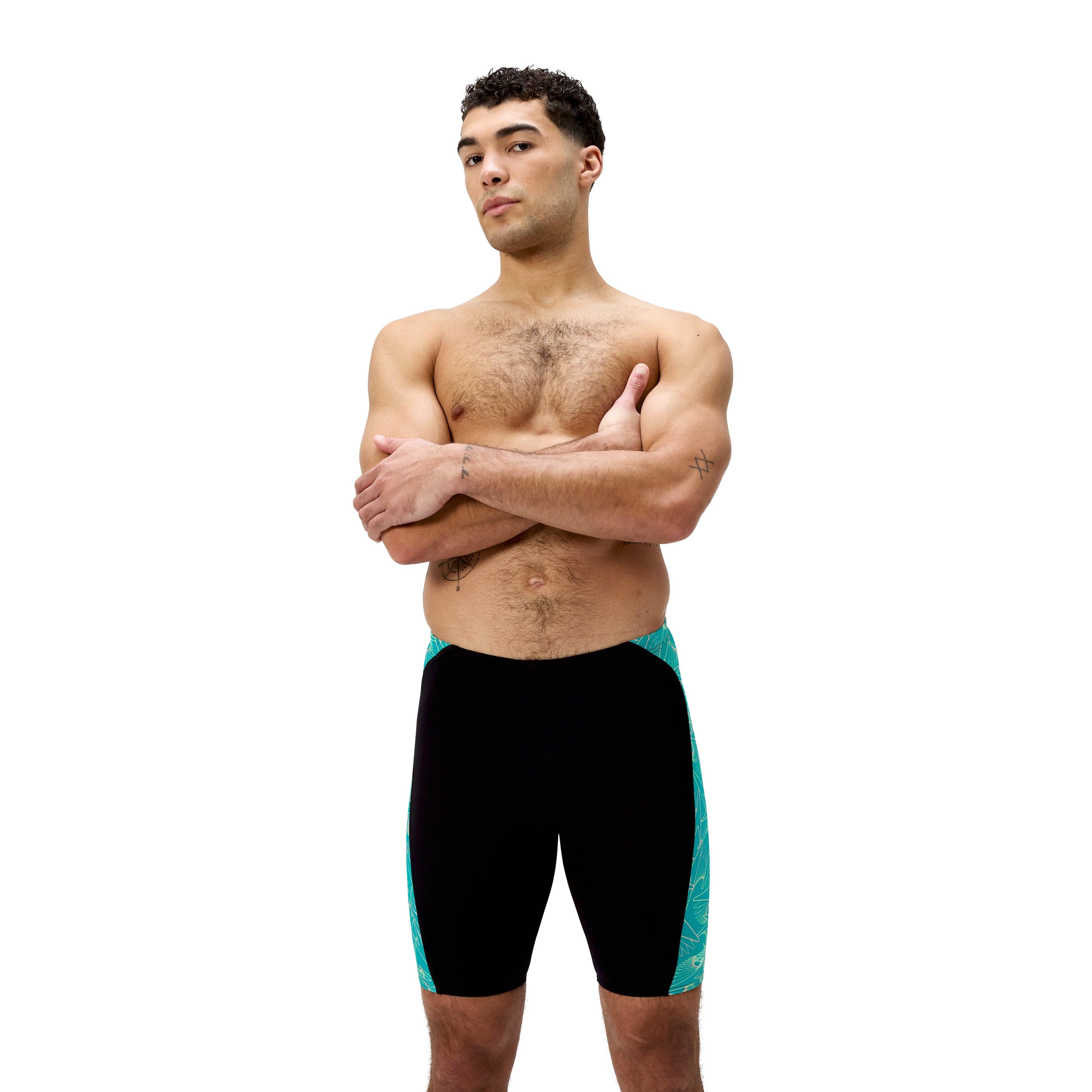 Speedo Men's Hyperboom Panel Jammer - Black/Turquoise-Training Jammers-Speedo-SwimPath