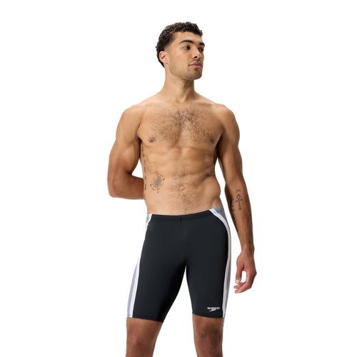 Speedo Solid Splice Men's Jammer - Black/Grey-Training Jammers-Speedo-SwimPath