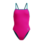 Speedo Women's Club Training Solid Tri Back Swimsuit - Blue/Pink-Swimsuit-Speedo-SwimPath