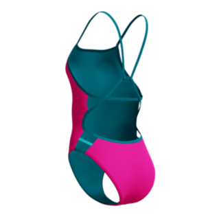 Speedo Women's Club Training Solid Tri Back Swimsuit - Blue/Pink-Swimsuit-Speedo-SwimPath