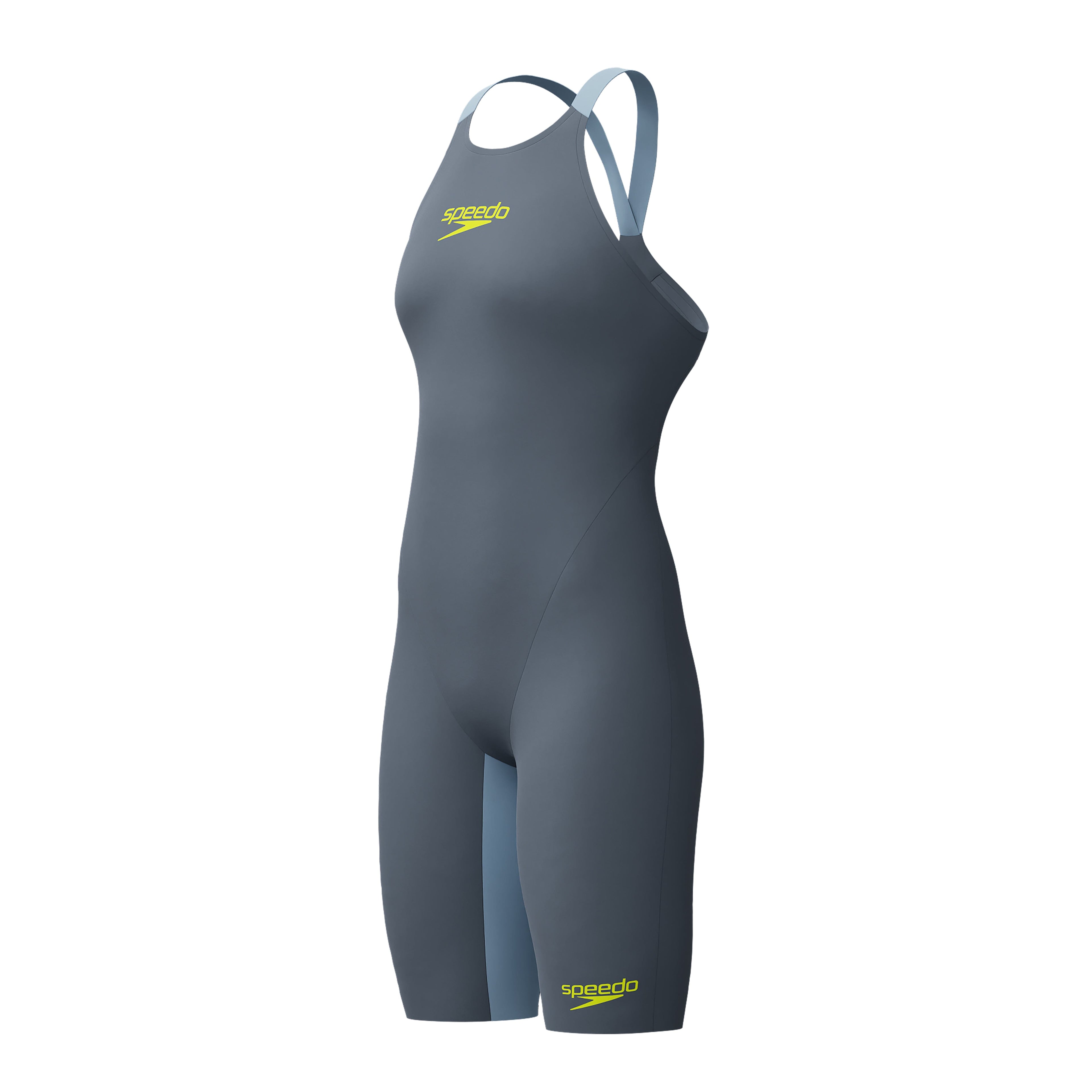 Speedo Fastskin LZR Pure Valor 2.0 Openback Womens Kneeskin - Grey Lead/Acadia Blue-Kneeskin-Speedo-SwimPath