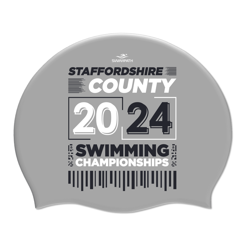 Staffordshire County ASA County Championships 2024 Silicone Suede Swimming Cap - Silver-Event-Staffordshire-SwimPath