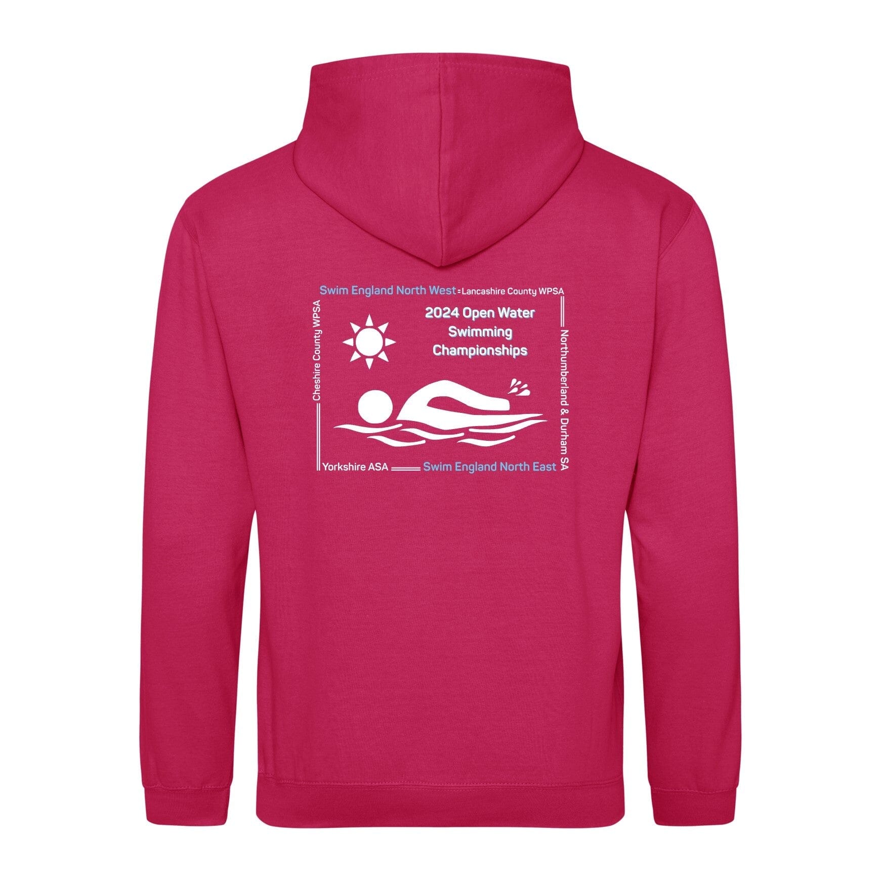 Swim England North West / North East Open Water Regional Championships 2024 Hoodie - Hot Pink-Event-Swim England North West North East-SwimPath