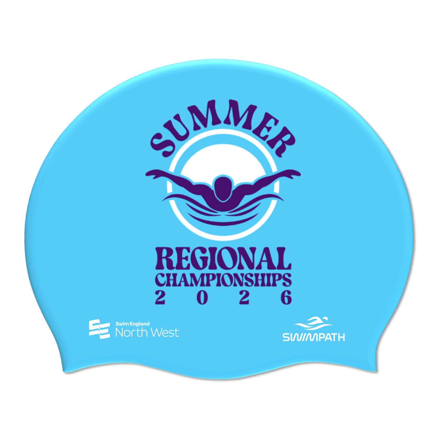 Swim England North West Summer Regional Championships 2026 Silicone Suede Swimming Cap - Sky Blue-Event-Swim England North West-SwimPath