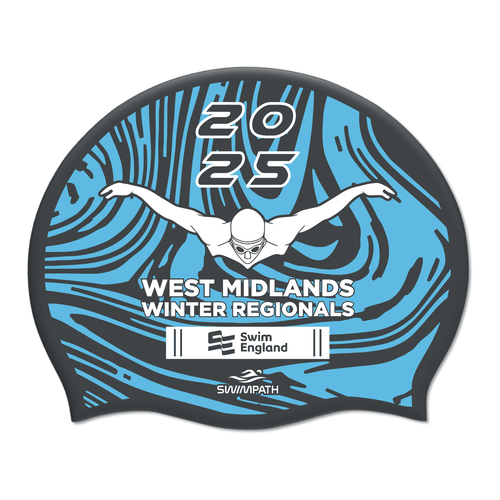 Swim England West Midlands Winter Regionals 2025 Silicone Suede Swimming Cap - Black-Event-Swim England West Midlands-SwimPath