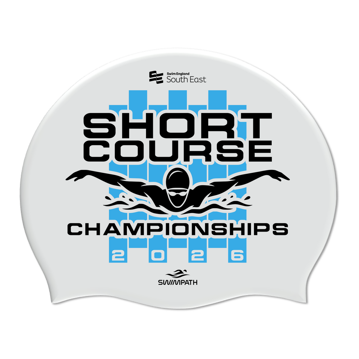 Swim England South East Winter Short Course Championships 2026 Silicone Suede Swimming Cap - White