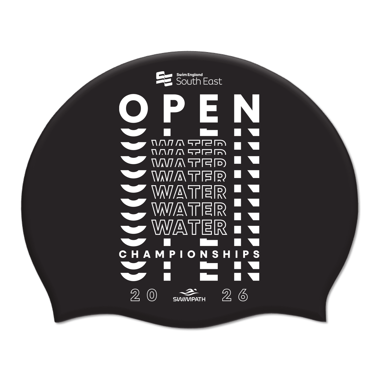 Swim England South East Open Water Championships 2026 Silicone Suede Swimming Cap - Black-Event-Swim England South East-SwimPath