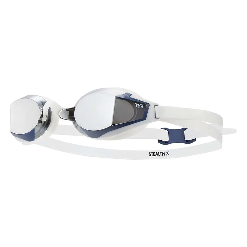 TYR Stealth X Mirror Racing Goggles - Blue/White-Goggles-TYR-SwimPath