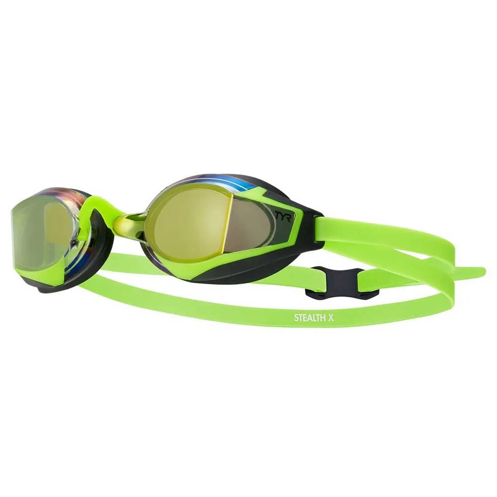 TYR Stealth X Mirror Racing Goggles - Electric Lime-Goggles-TYR-SwimPath