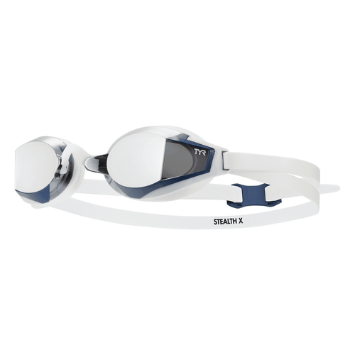 TYR Stealth X Mirror Racing Goggles - Silver/White-Goggles-TYR-SwimPath