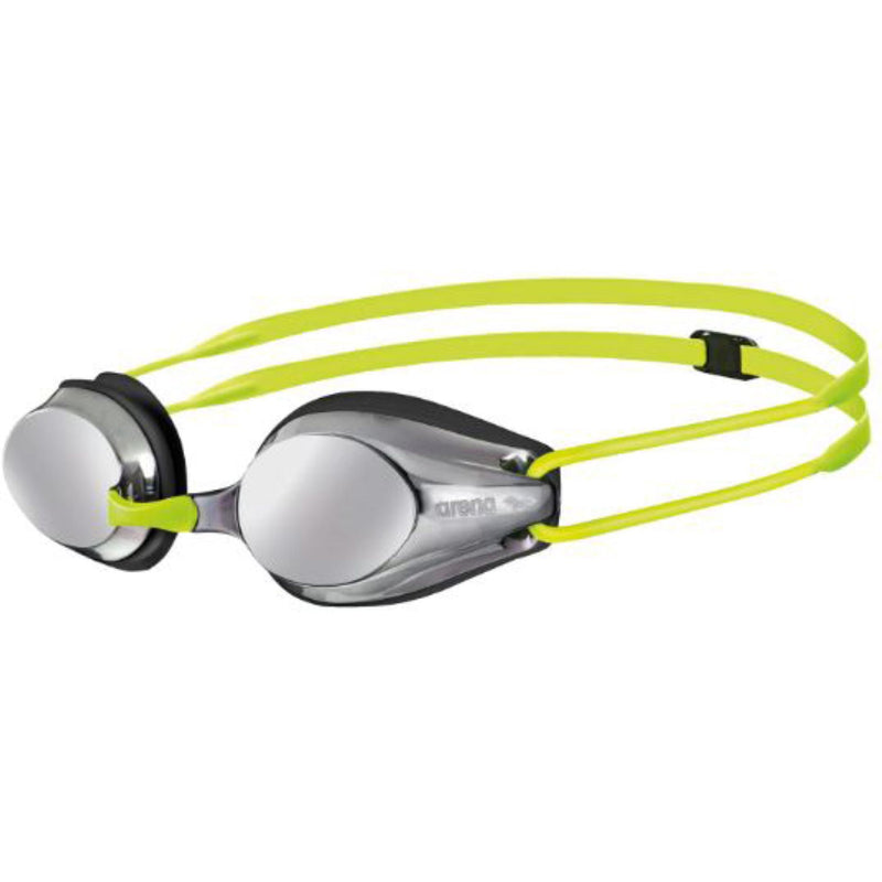Arena Tracks Junior Mirror Goggles - Silver/Black/Fluo Yellow-Goggles-Arena-SwimPath