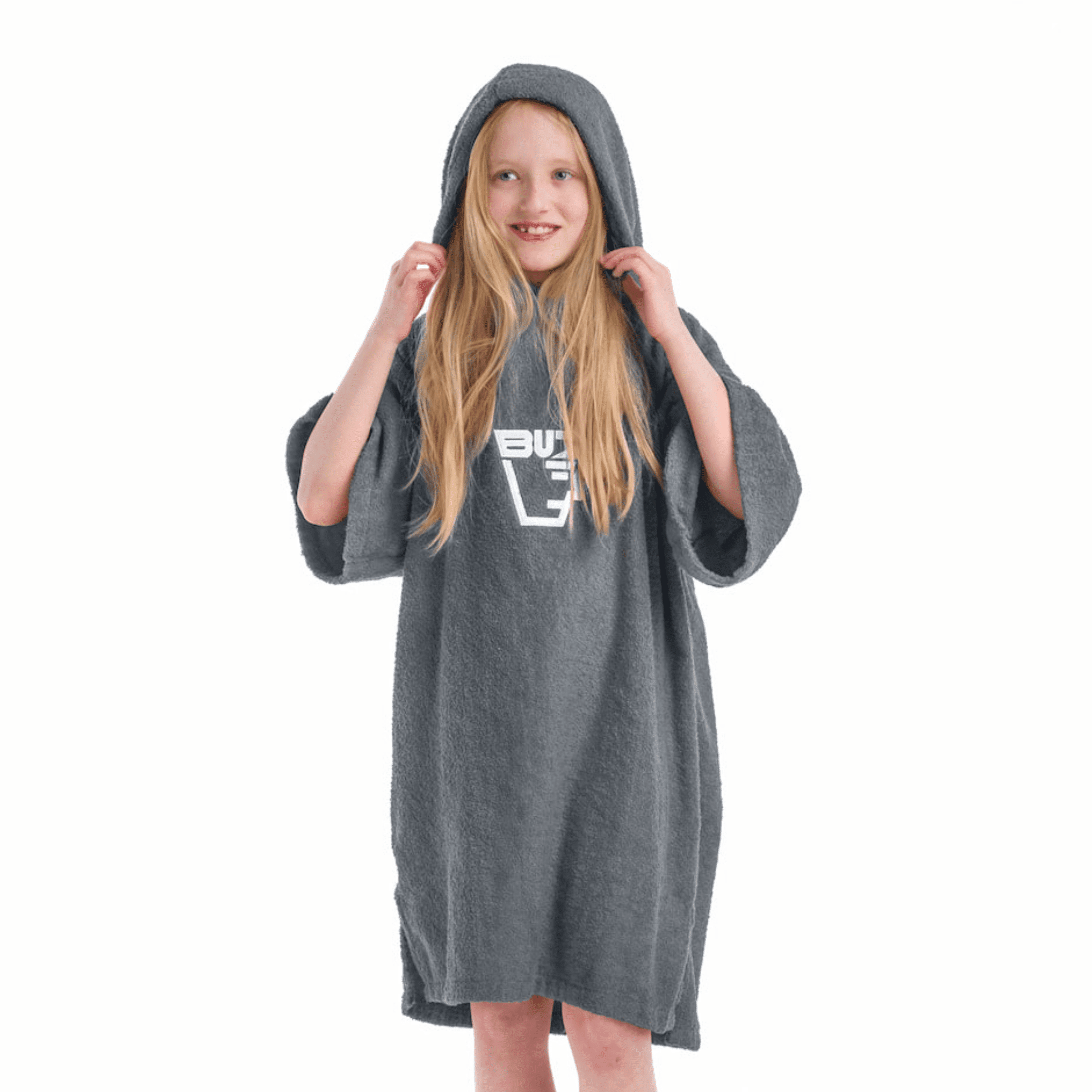 Buz Junior Unisex Hooded Changing Robe - Rock Grey-Changing Robe-Buz-SwimPath