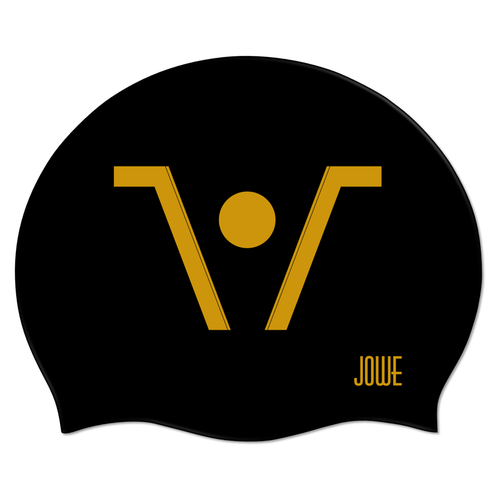 Jowe Suede Swimming Cap Logo - Black Gold-Swimming Caps-Jowe-SwimPath