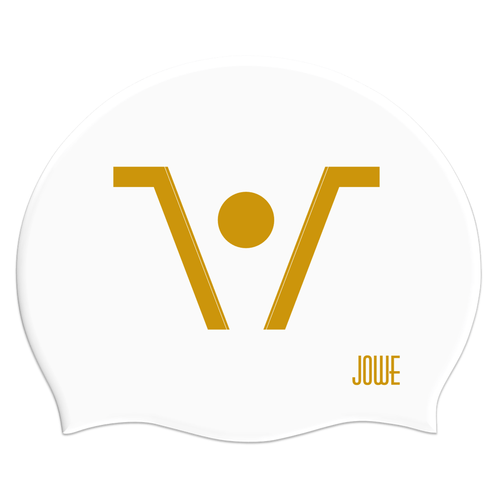 Jowe Suede Swimming Cap Logo - White Gold-Swimming Caps-Jowe-SwimPath