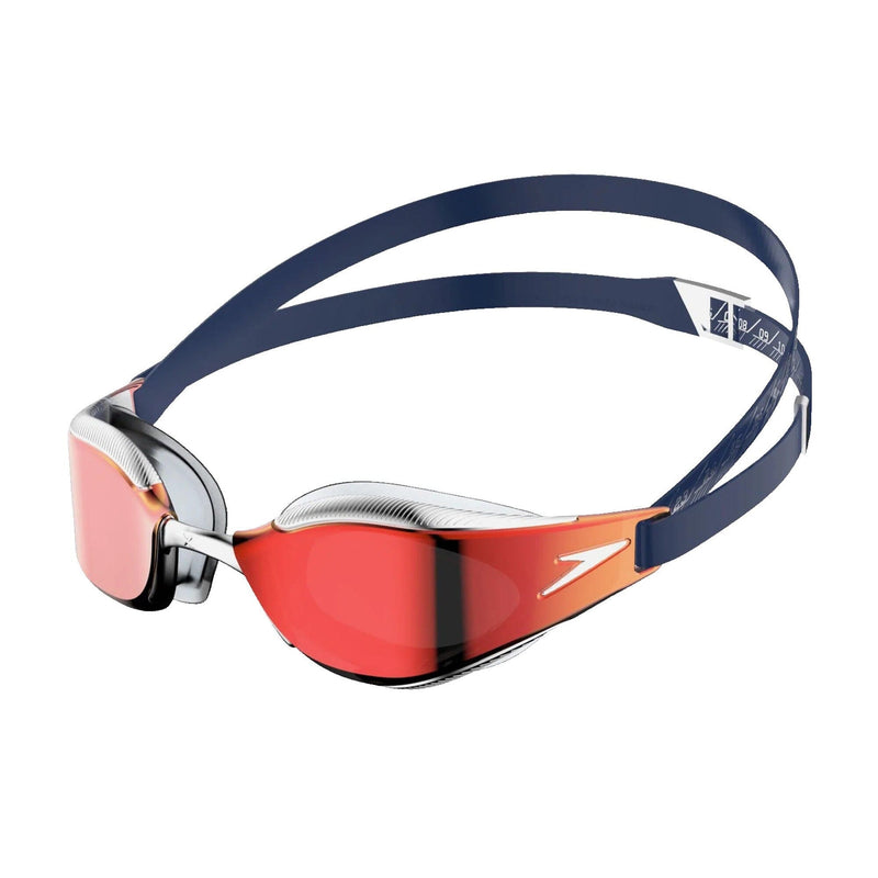 Speedo Hyper Elite Junior Mirror Goggles - White/Blue-Goggles-Speedo-SwimPath