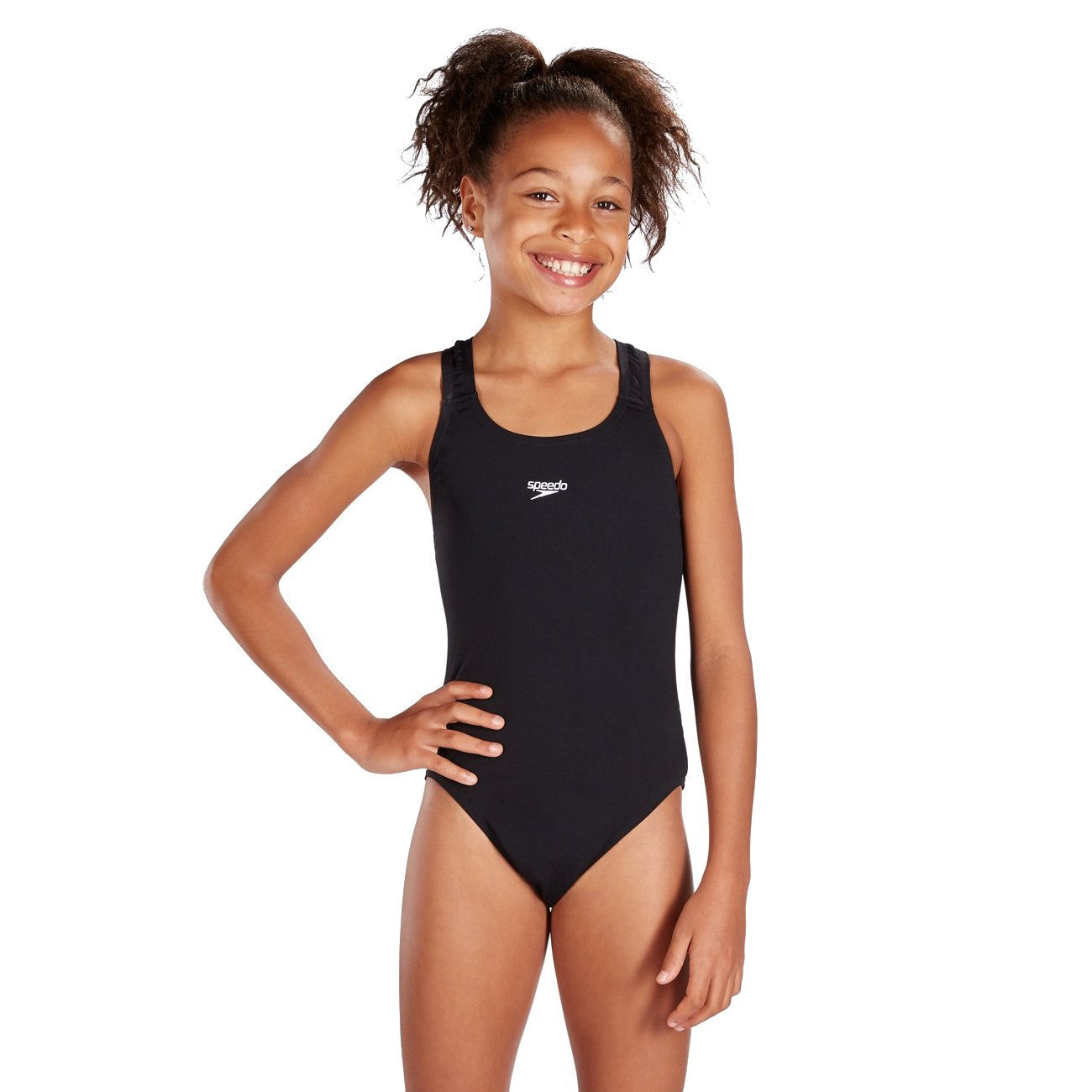 Speedo Junior Medalist One Piece Girls Swimsuit - Black-Swimsuit-Speedo-SwimPath