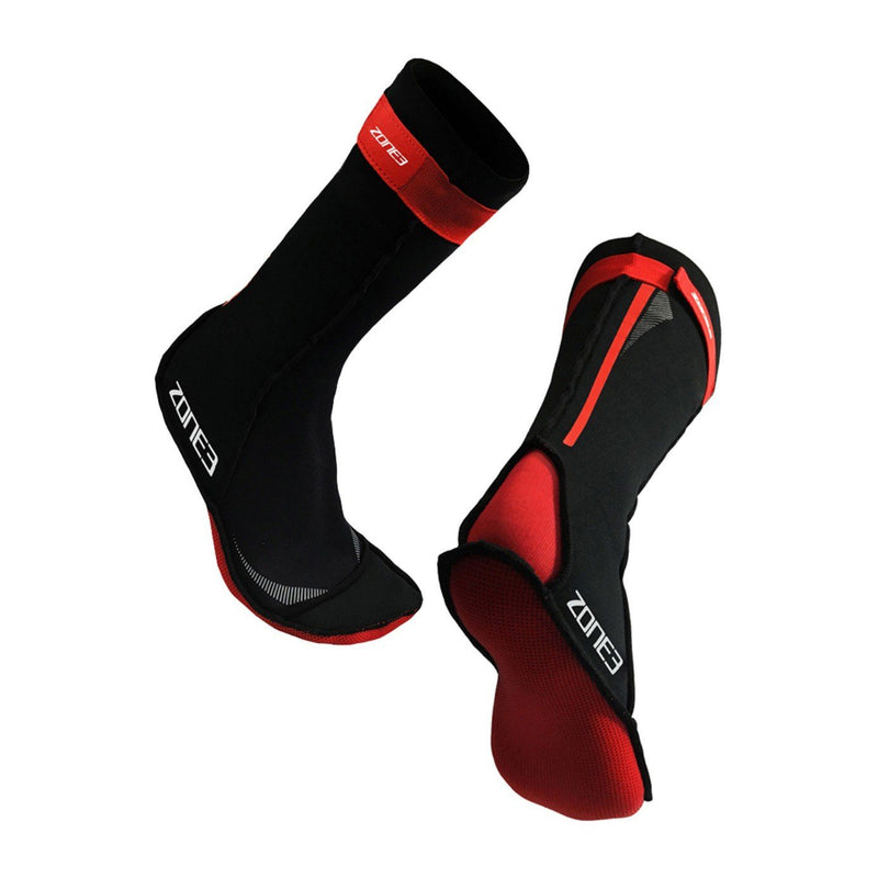Zone3 Neoprene Swim Socks - Black/Red-Clothing-Zone3-S (UK 5-6)-SwimPath